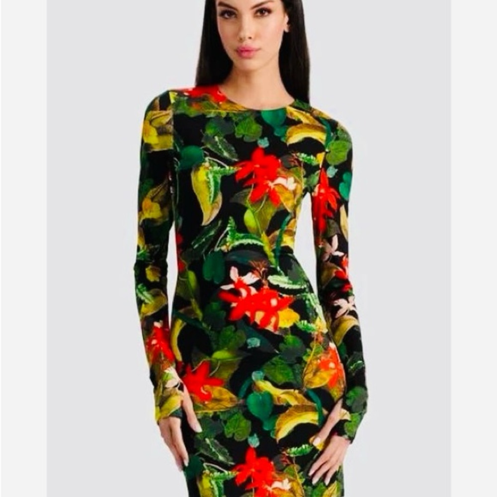 Excellent Alice + Olivia Delora Tropical Mini Dress - Size 4 - Worn Once